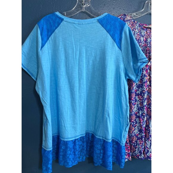 3-Pack Womens Tops Size 1X Short Sleeve & 3/4 Sleeve Lace Trim & Pockets - Picture 6 of 16